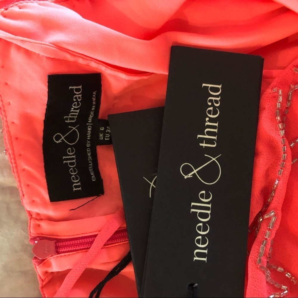 BHLDN Needle & Thread Maxi Dress Hot Pink Stars Punk Formal Prom Gown Size 2 - Picture 10 of 10